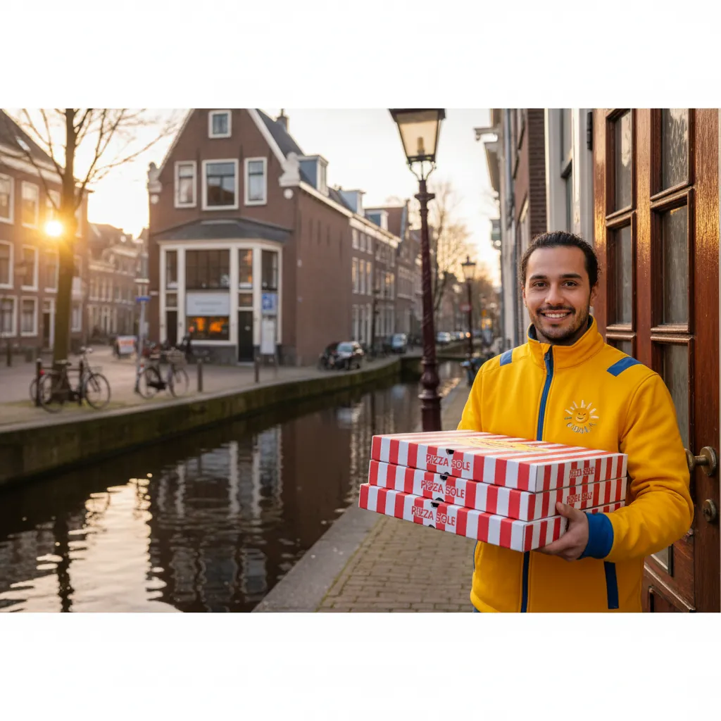 Bezorging met gele jas